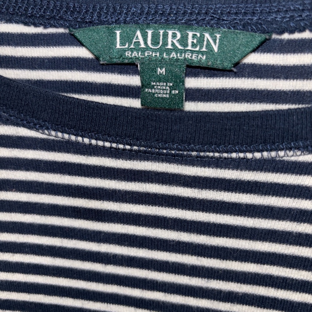 Ralph Lauren Navy & White Striped Crewneck Tee - Picture 2 of 4